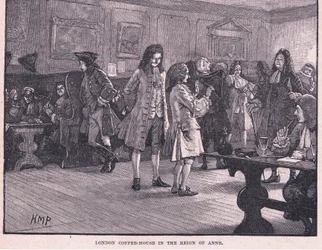 London coffee-house in the reign of Anne circa AD 1710